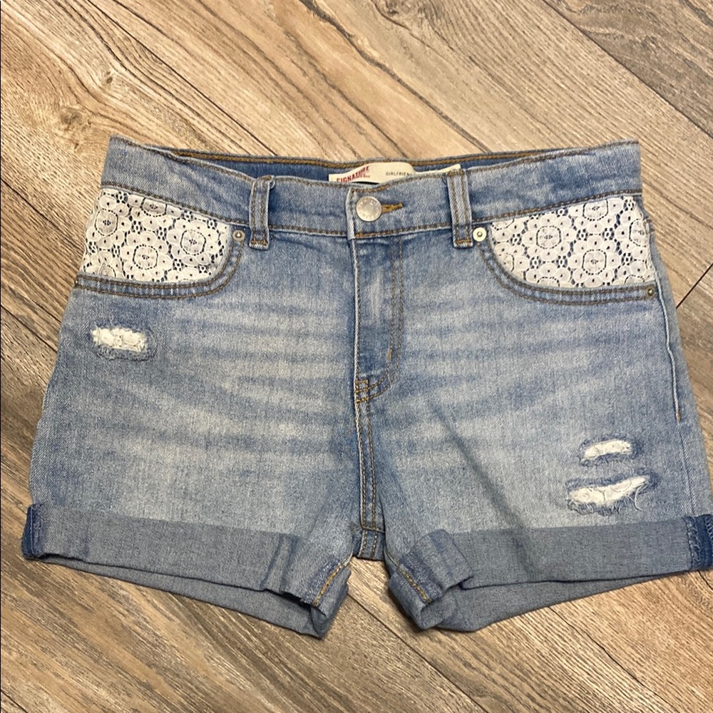 Signature by Levi Strauss Kids Denim Shorts with Lace Pockets